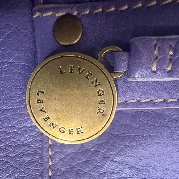 LEVENGER ST. TROPEZ DOUBLE POCKETS TWO WAY CROSSBODY BLUEish/  purple Tote EUC - Picture 11 of 14